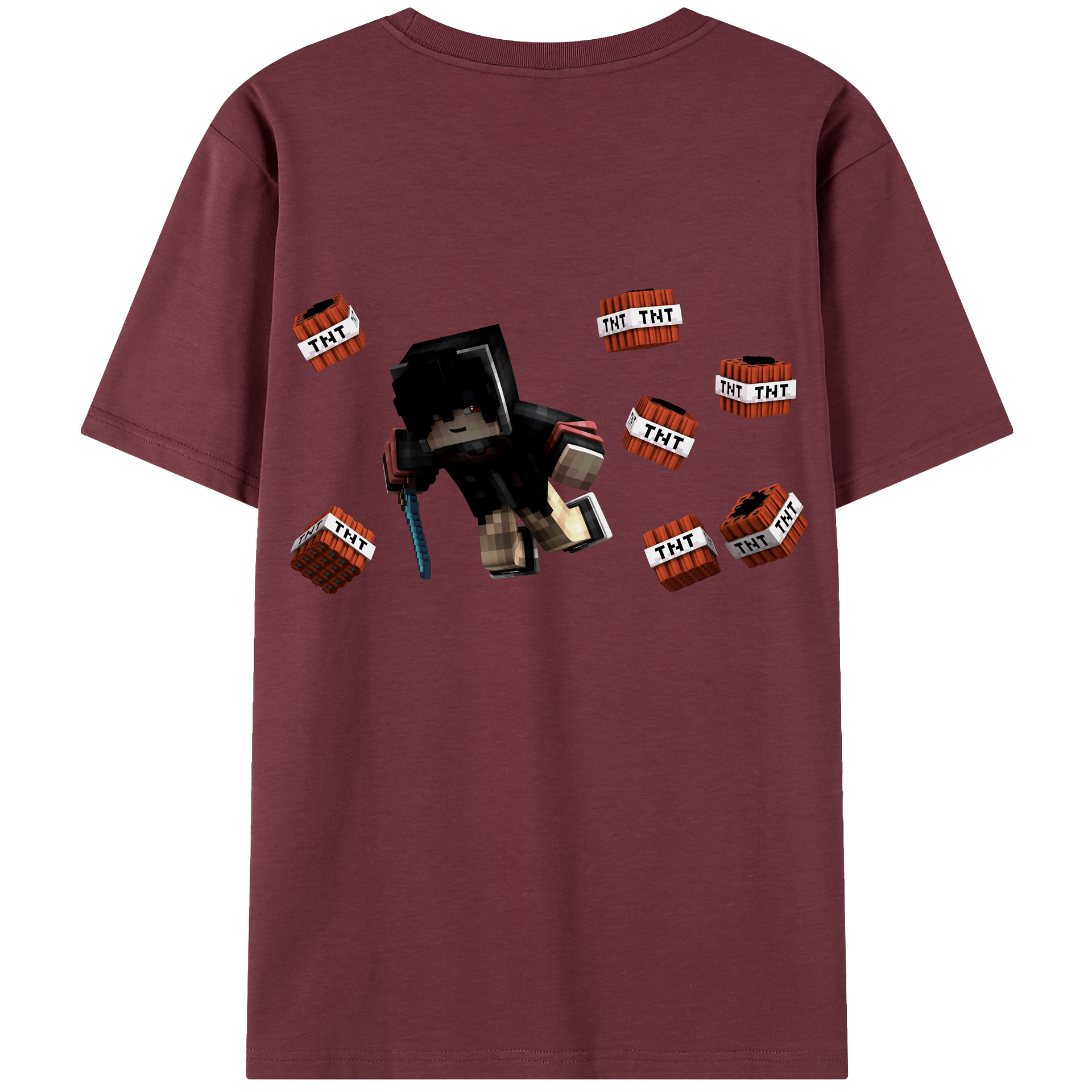（画像用） マインクラフト ブロックの世界 Minecraft MC Block world 綿100％半袖Tシャツ（背面プリント）